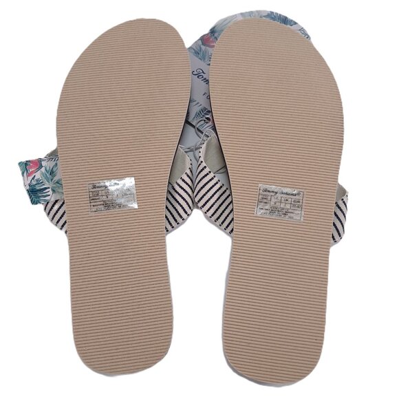 NWT Tommy Bahama Speedwell Sandals Women 9 Tan White with Blue Stripe Flip Flops - Picture 3 of 4